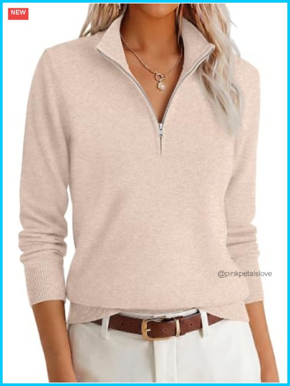 Quarter Zip Lightweight Knit Pullover Sweater Mock Neck Business Casual